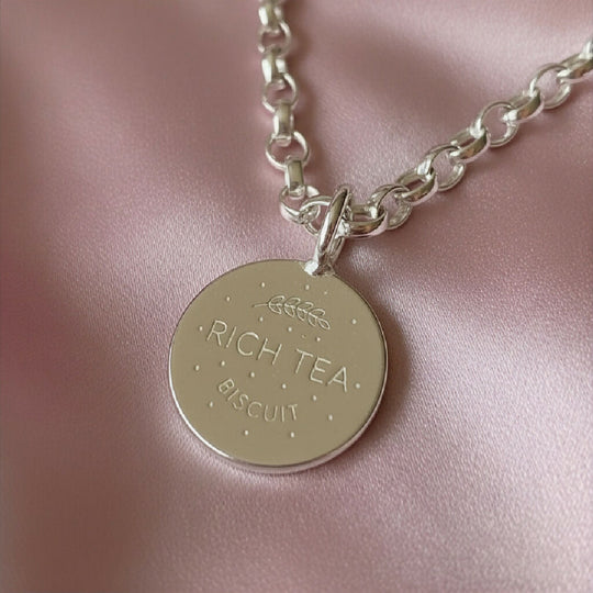 Sterling Silver Rich Tea Biscuit Charm Necklace