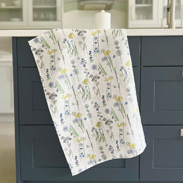 wildflowers linen tea towel