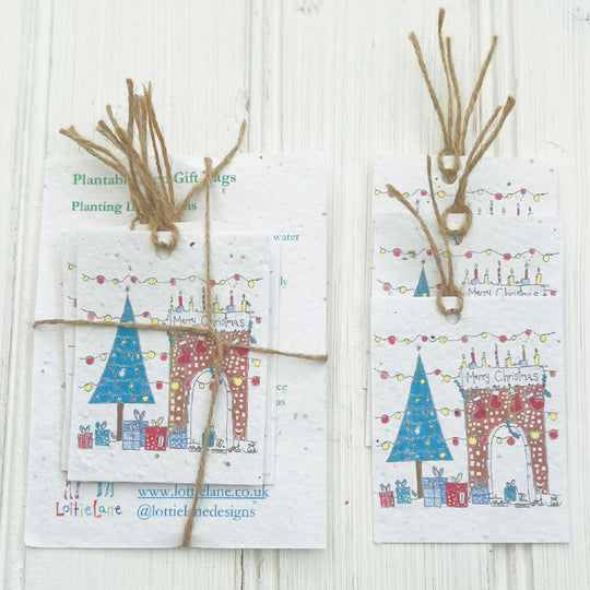 Plantable Seed Card 'Christmas Fireplace' Gift Tags