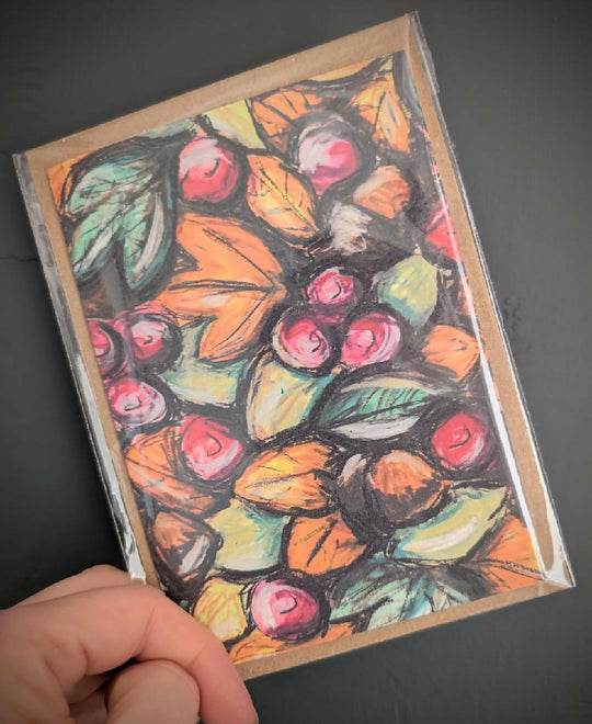 Colourful Autumn Foliage Blank Greetings Card