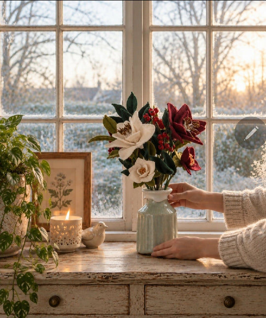 The Christmas Rose Posy Wool Hellebore Bouquet