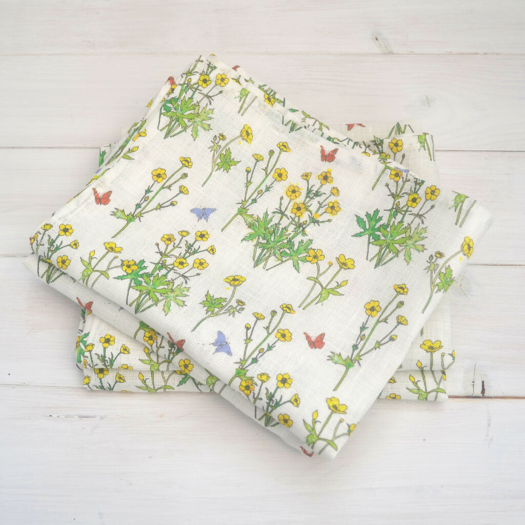 buttercups linen tea towels