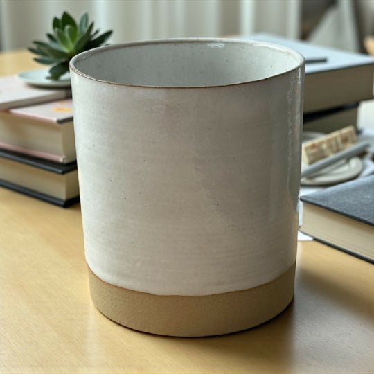 White Stoneware Refillable Candle Pot & Candle Refill