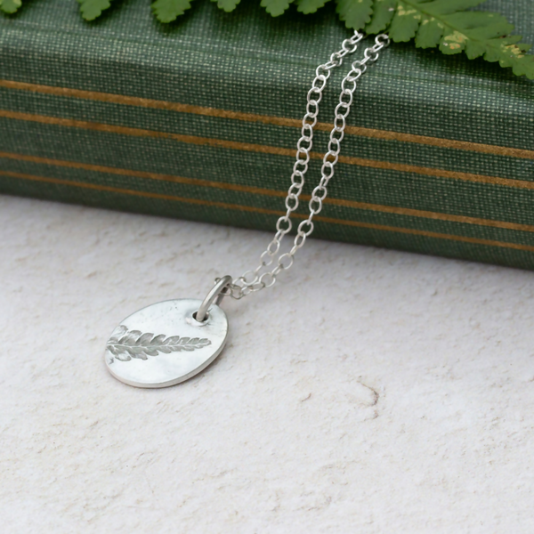 Fern Leaf Silver Oval Pendant