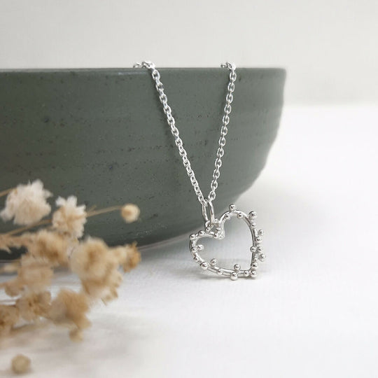 Silver Bubble Heart Necklace