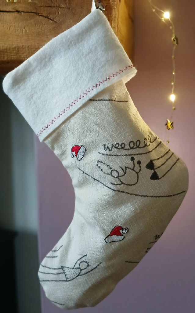 Small Linen Stocking (L) with Hand-Stitched Detail