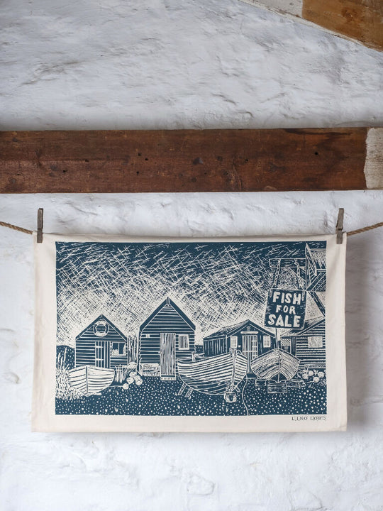Fishermans Huts Organic Cotton Tea Towel