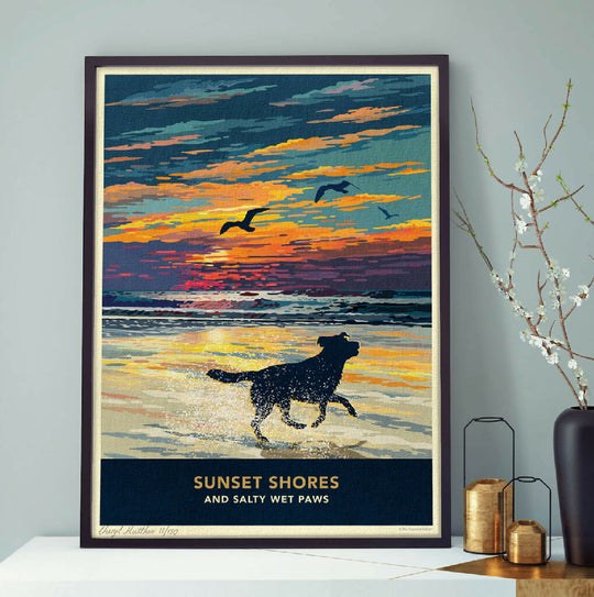 LABRADOR 'SUNSET ON THE BEACH' LIMITED EDITION ART PRINT