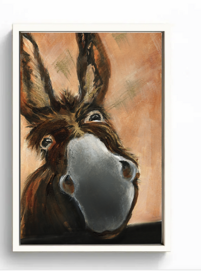 Limited Edition Embellished Canvas Print of Derek the Donkey