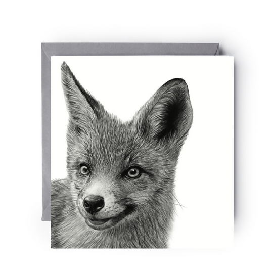 Rustic Elegance: Hand Drawn Fox Art Greeting Card