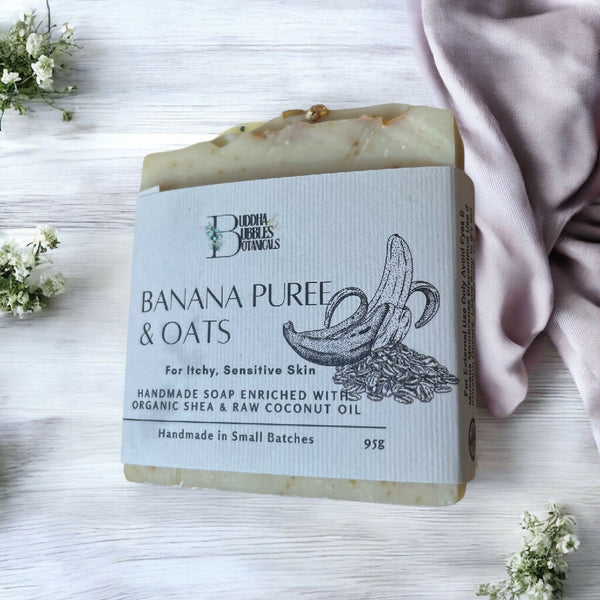Soap Bar with Banana Puree and Oats Gentle Facial Bar Unfragranced Small and Large Size