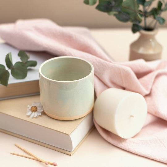 Refillable Ceramic Candle in Sage Green
