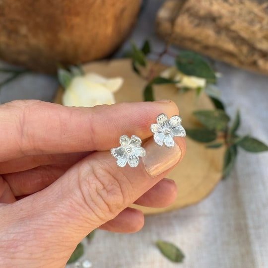 Handmade Silver Blossom Stud Earrings