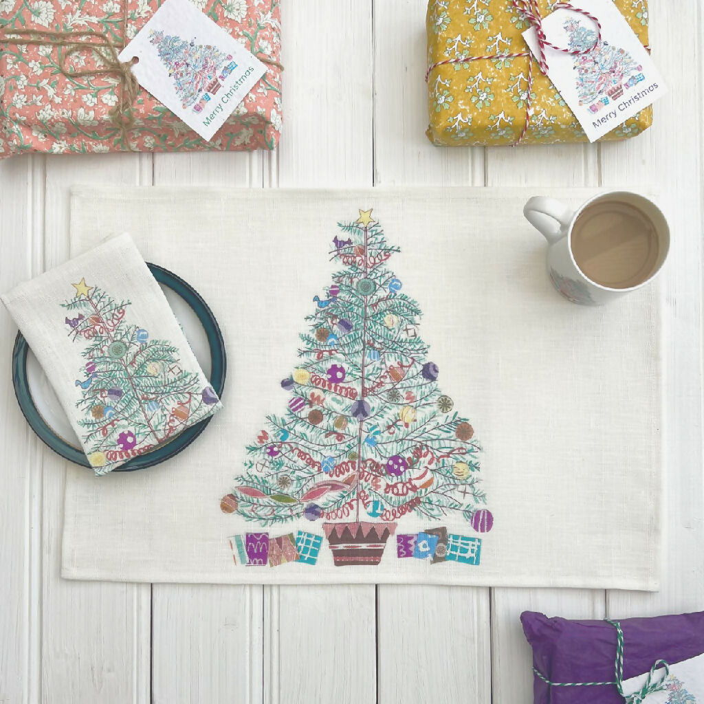 Christmas Tree Linen Placemats