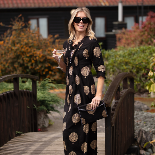 Cotton Annabel Maxi Dress in Midnight