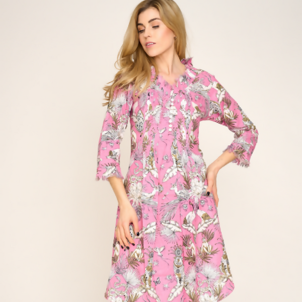 Annabel Cotton Tunic in Pink Tropical