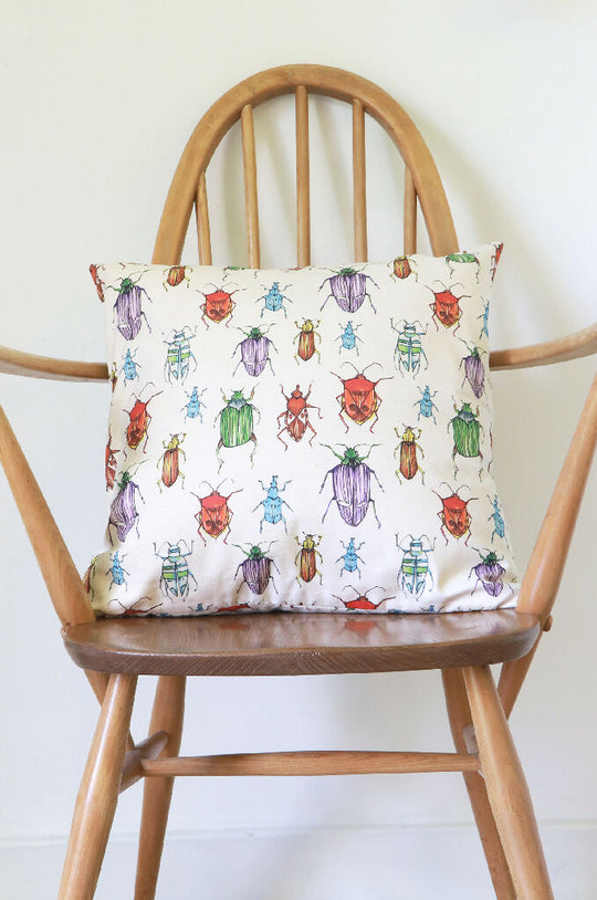 Natural Organic Colourful Beetle Cushion