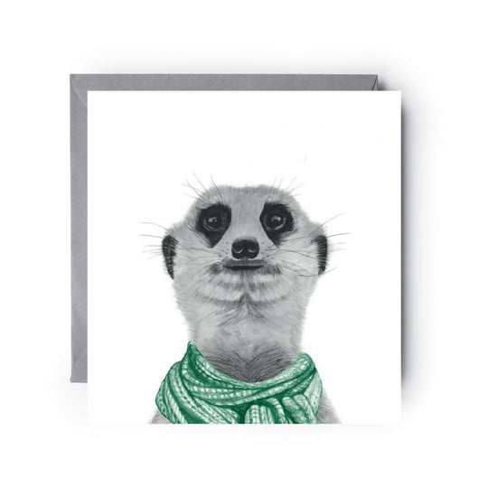 Cute Meerkat Winter Wishes greeting card illustration