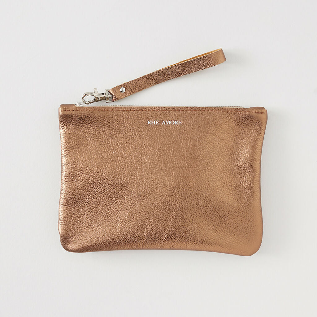 bronze leather clutch bag - RHEAMORE - web