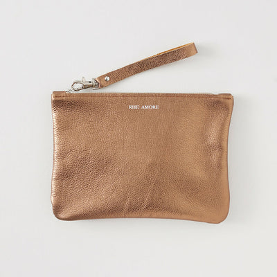 bronze leather clutch bag - RHEAMORE - web