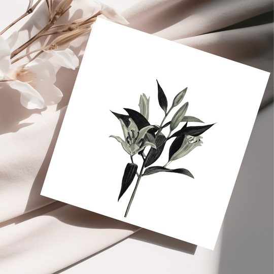 Lilies Hand-Drawn Greeting Card – Elegant Floral Art for Any Occasion
