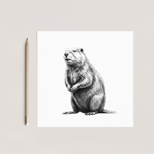 Beaver Hand Drawn Greeting Card