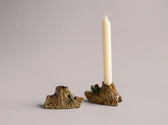 Handcrafted Ceramic Woodland Candlestick Holders
