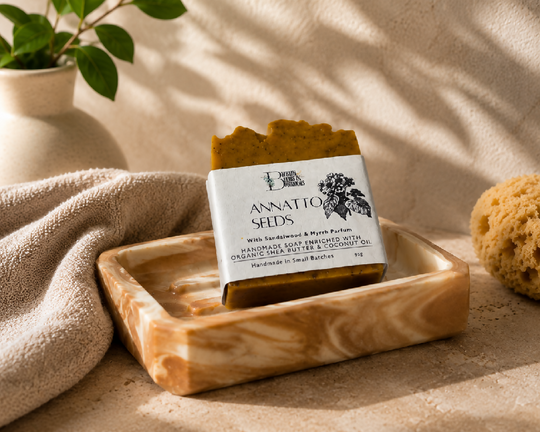 Handcrafted Natural Annatto Seed Soap Bar with Eco resin Soap Dish
