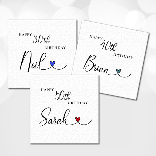 30th, 40th, 50th, 60th, 70th or any age Personalised Birthday Card
