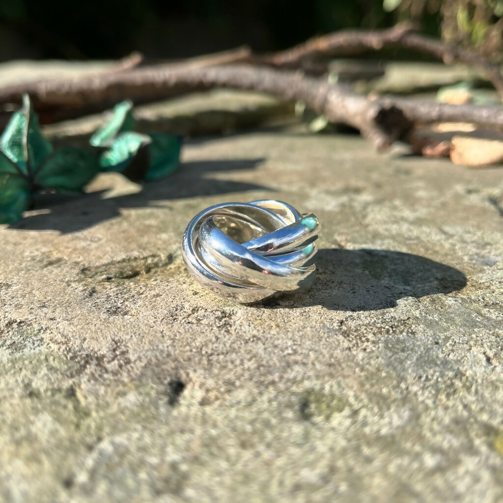 Five Rings Interlocking Chunky sterling silver five band crossover interlocking ring | Country ...