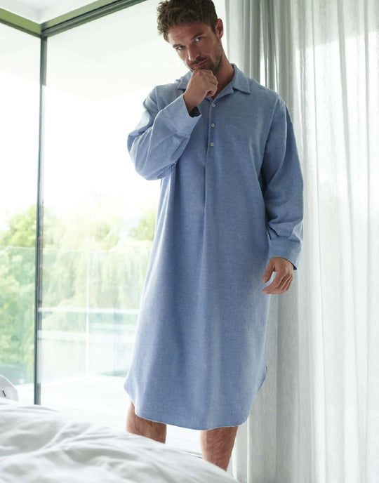 Men's Brushed Cotton Herringbone Nightshirts