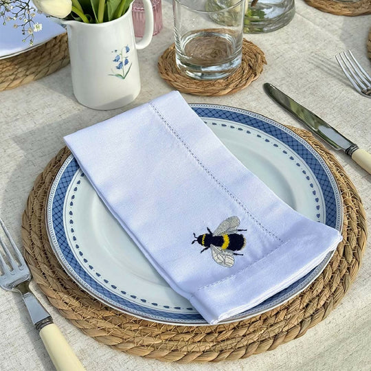 EMBROIDERED LINEN NAPKINS - BEES