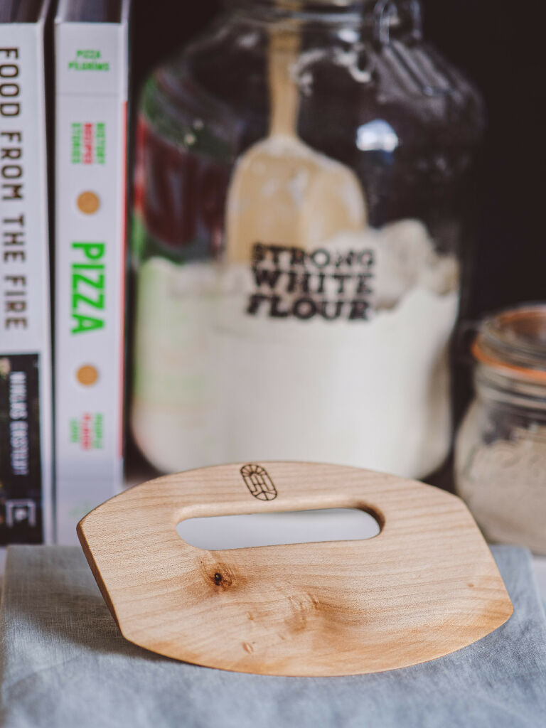 Wooden Pizza Cutter in Sycamore