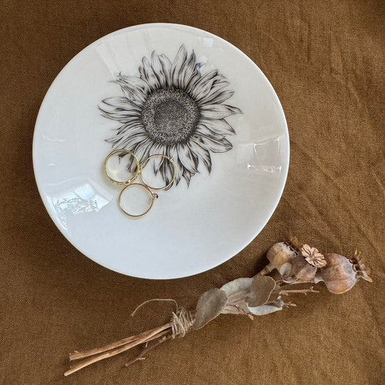 Fine Bone China sunflower round trinket dish