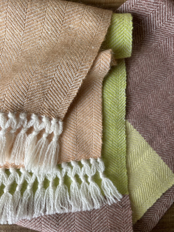 Five Colour Block Herringbone 100% British Wool Regular Scarf
