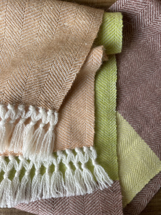 Five Colour Block Herringbone 100% British Wool Regular Scarf