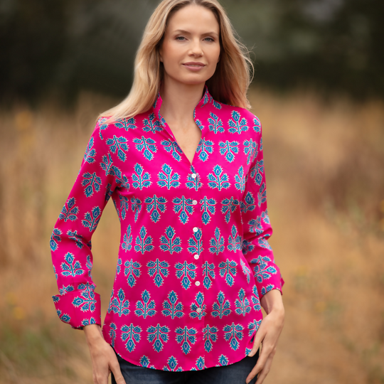 Chelsea Shirt In Pink & Blue Thistle