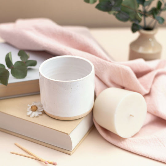 Refillable Ceramic Candle in Soft White