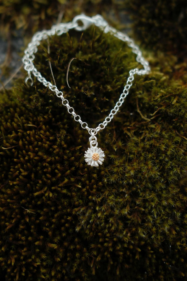 Sterling Silver Daisy Charm Bracelet