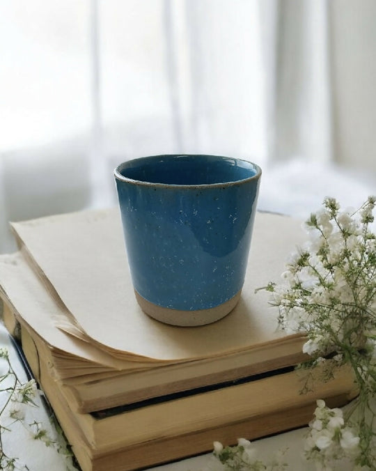 Blue Stoneware Refillable Candle Pot & Candle Refill