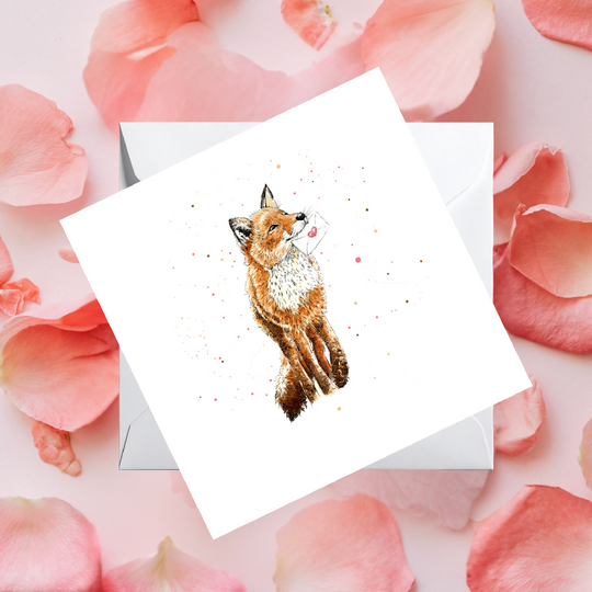 Watercolour Fox Love Card – Wildlife Greeting Card