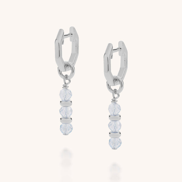 Aquamarine Linear Huggie Birthstone Earrings - (March)