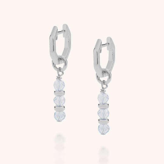 Aquamarine Linear Huggie Birthstone Earrings - (March)