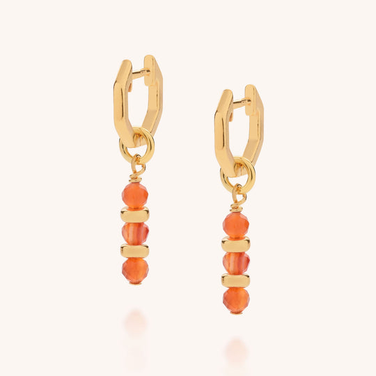 Carnelian Linear Huggie Birthstone Earrings - (July)