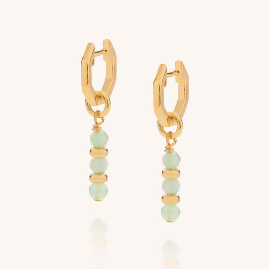 Chrysoprase Linear Huggie Birthstone Earrings - (May)