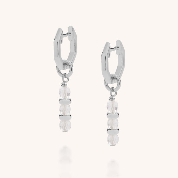 Crystal Linear Huggie Birthstone Earrings - (April)