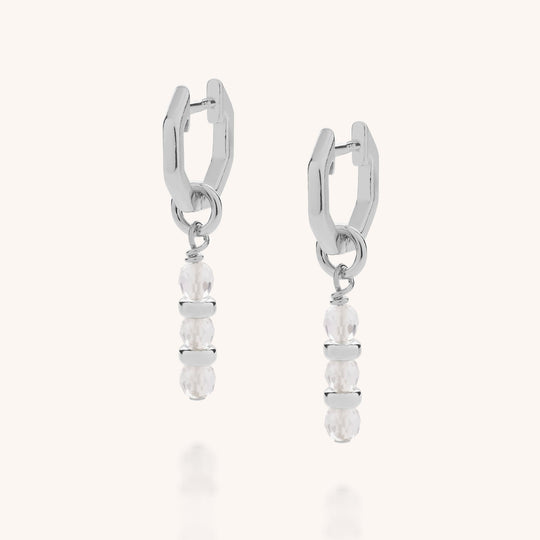 Crystal Linear Huggie Birthstone Earrings - (April)