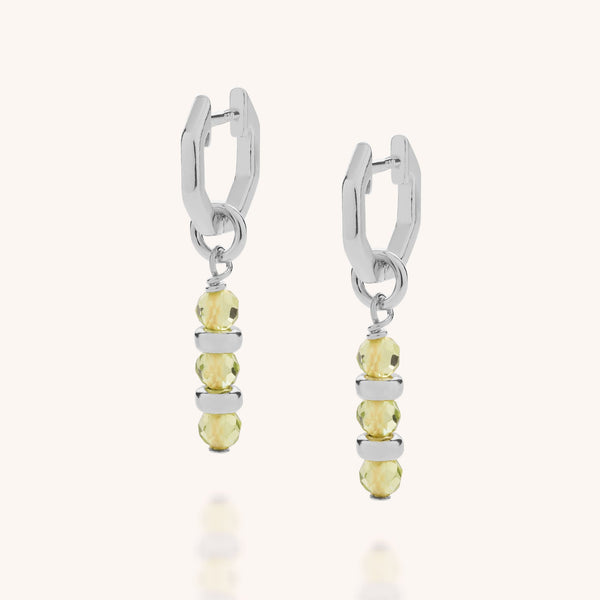 Peridot Linear Huggie Birthstone  Earrings - (August)