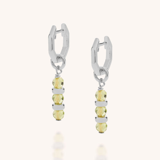 Peridot Linear Huggie Birthstone  Earrings - (August)
