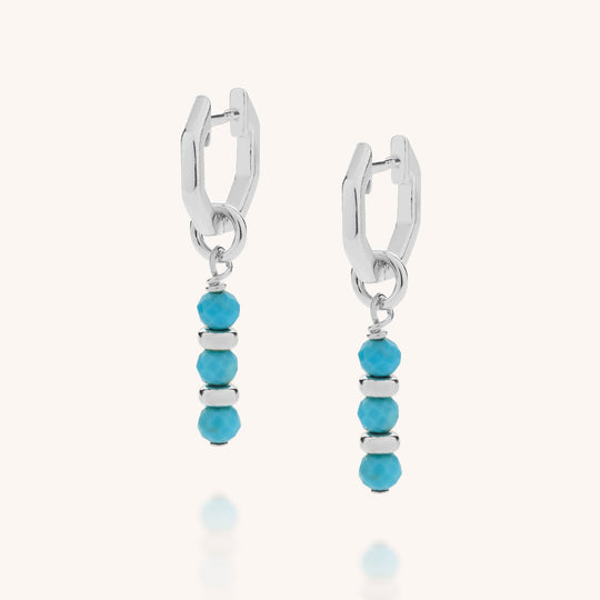 Turquoise Linear Huggie Birthstone Earrings - (December)